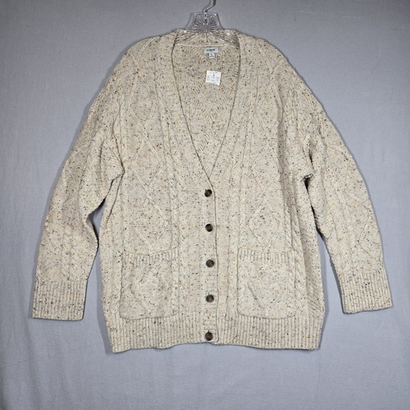 J. Crew Factory Donegal Long Cable Knit Cardigan Sweater Women's XL - Picture 1 of 13